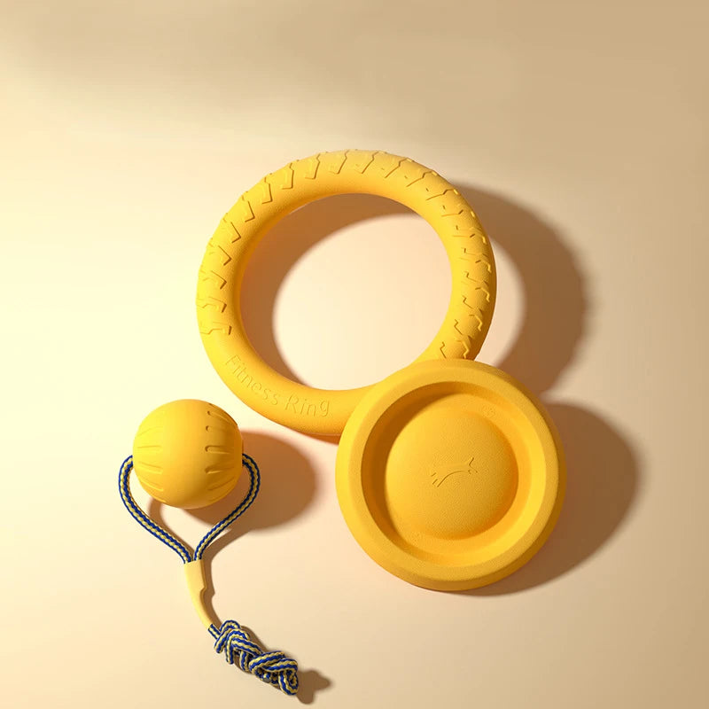 EVA Durable Dog Toys 4 Pack Flying Disc + Ball + Tug Rope for Puppy&Adult Dogs Chew-Proof Teeth Cleaning Set(2024 Best Seller)