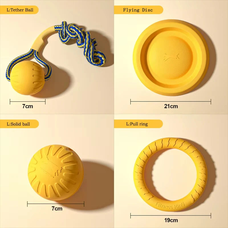 EVA Durable Dog Toys 4 Pack Flying Disc + Ball + Tug Rope for Puppy&Adult Dogs Chew-Proof Teeth Cleaning Set(2024 Best Seller)
