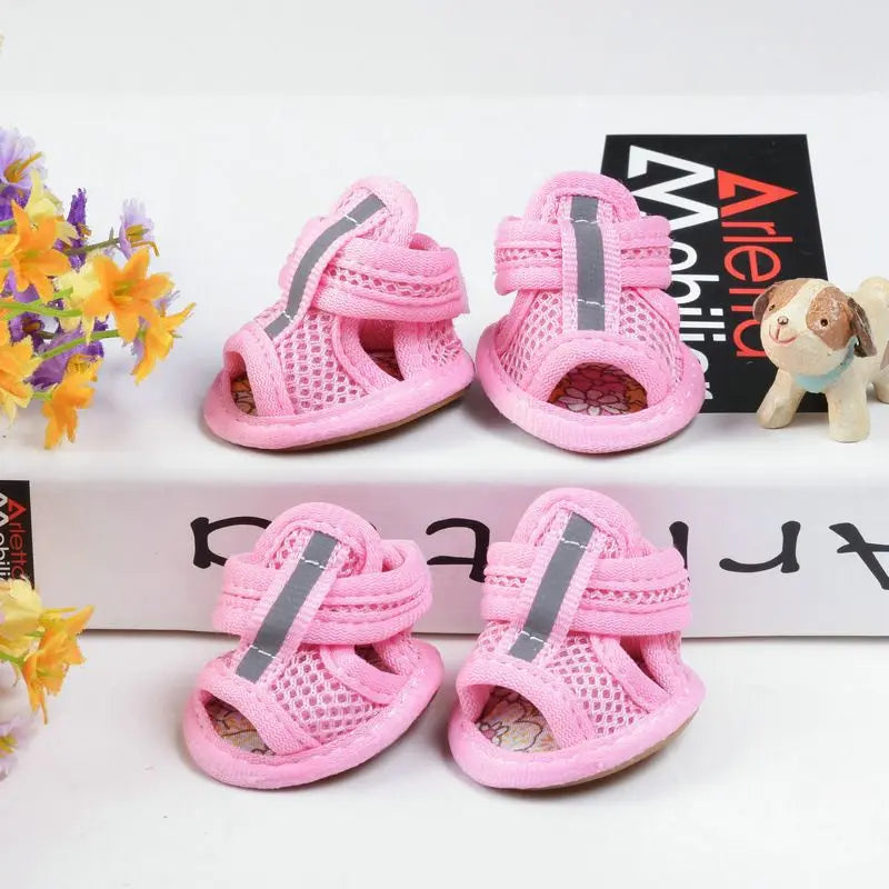 4Pcs/Set Pet Sandals Summer Dog Walking Supplies Mesh Breathable Shoes for Small Dogs Pomeranian Schnauzer Puppy buty dla psa
