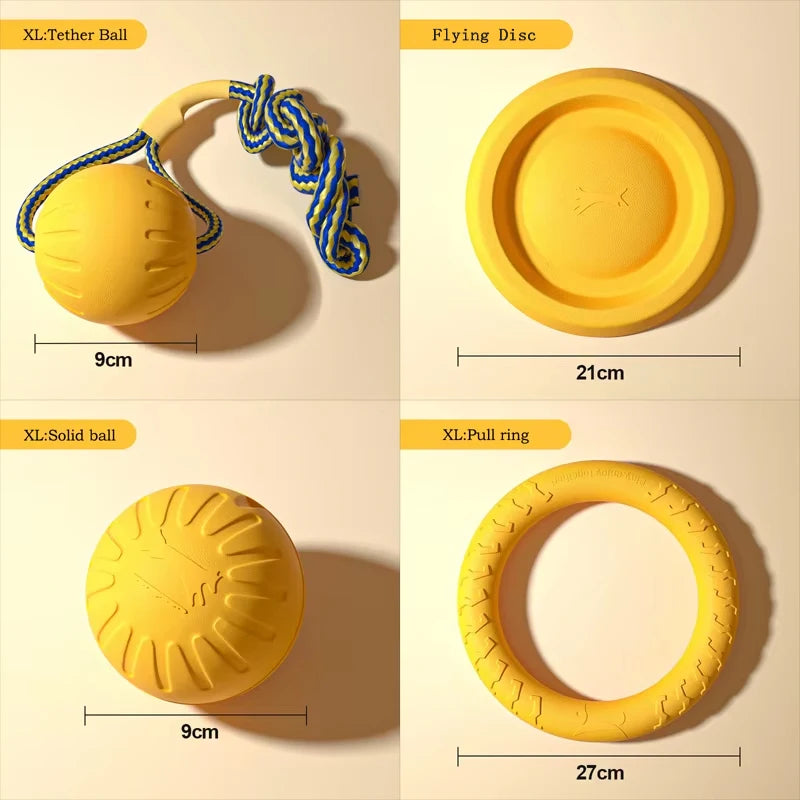 EVA Durable Dog Toys 4 Pack Flying Disc + Ball + Tug Rope for Puppy&Adult Dogs Chew-Proof Teeth Cleaning Set(2024 Best Seller)