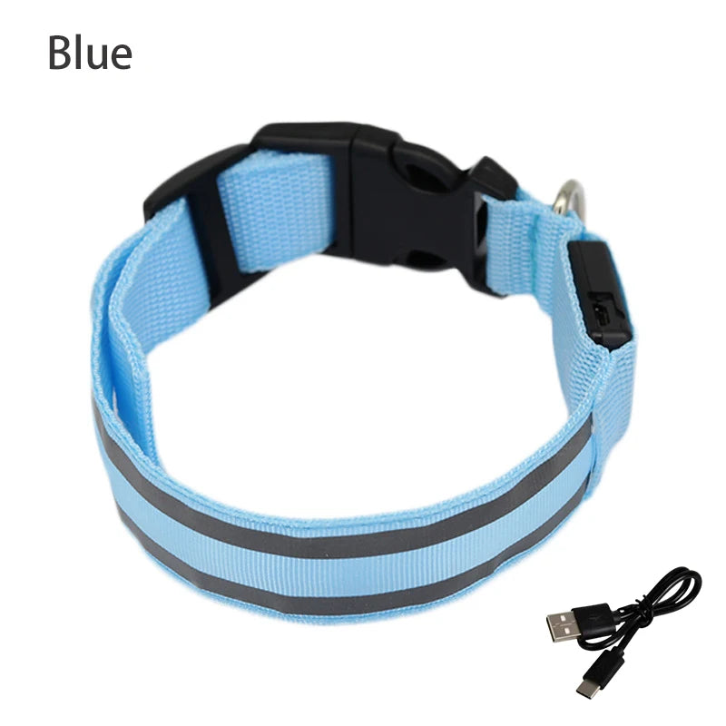 LED Dog Collar Usb Rechargeable Reflective Night Safety 3 Modes Luminous Collar Para Perro For Cat Small Medium Dogs Accessories