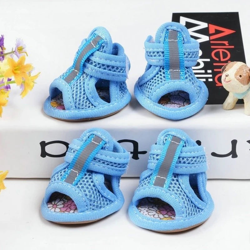 4Pcs/Set Pet Sandals Summer Dog Walking Supplies Mesh Breathable Shoes for Small Dogs Pomeranian Schnauzer Puppy buty dla psa