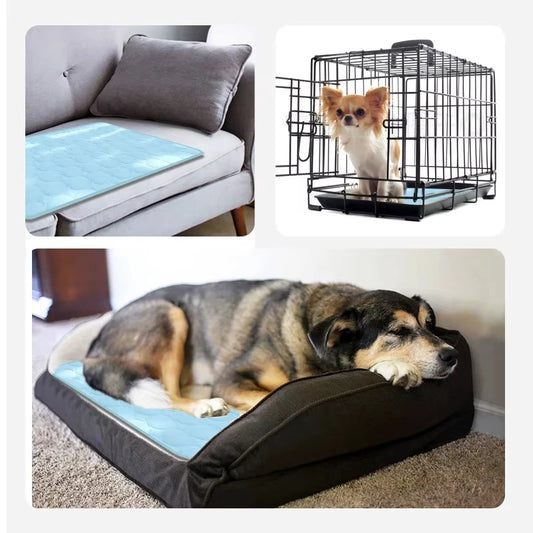Dog Cooling Mat Pee Pad Reusable 4 Sizes Washable Cooling Blanket Cushion for Smal Large Kennel Sofa Bed Floor Car Seats Travel