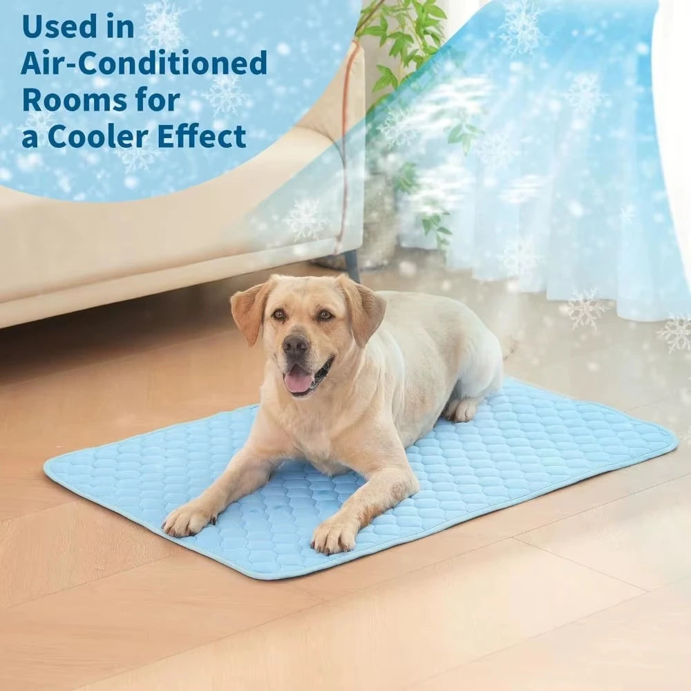 Dog Cooling Mat Pee Pad Reusable 4 Sizes Washable Cooling Blanket Cushion for Smal Large Kennel Sofa Bed Floor Car Seats Travel
