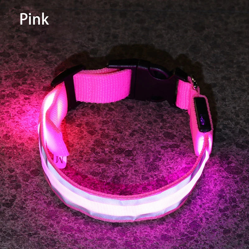 LED Dog Collar Usb Rechargeable Reflective Night Safety 3 Modes Luminous Collar Para Perro For Cat Small Medium Dogs Accessories
