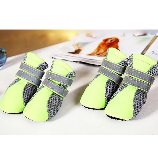 Breathable Pet Dog Outdoor Walking Shoes Net Soft Summer Pet Shoes Night Safe Reflective Boots For Large Small Dogs