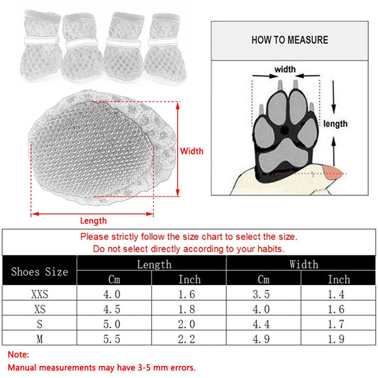 4PC/Set Summer Dog Shoes Non-slip Breathable Wear-resistant Pet Dog Shoes Reflective Non-removable Puppy Protective Foot Covers