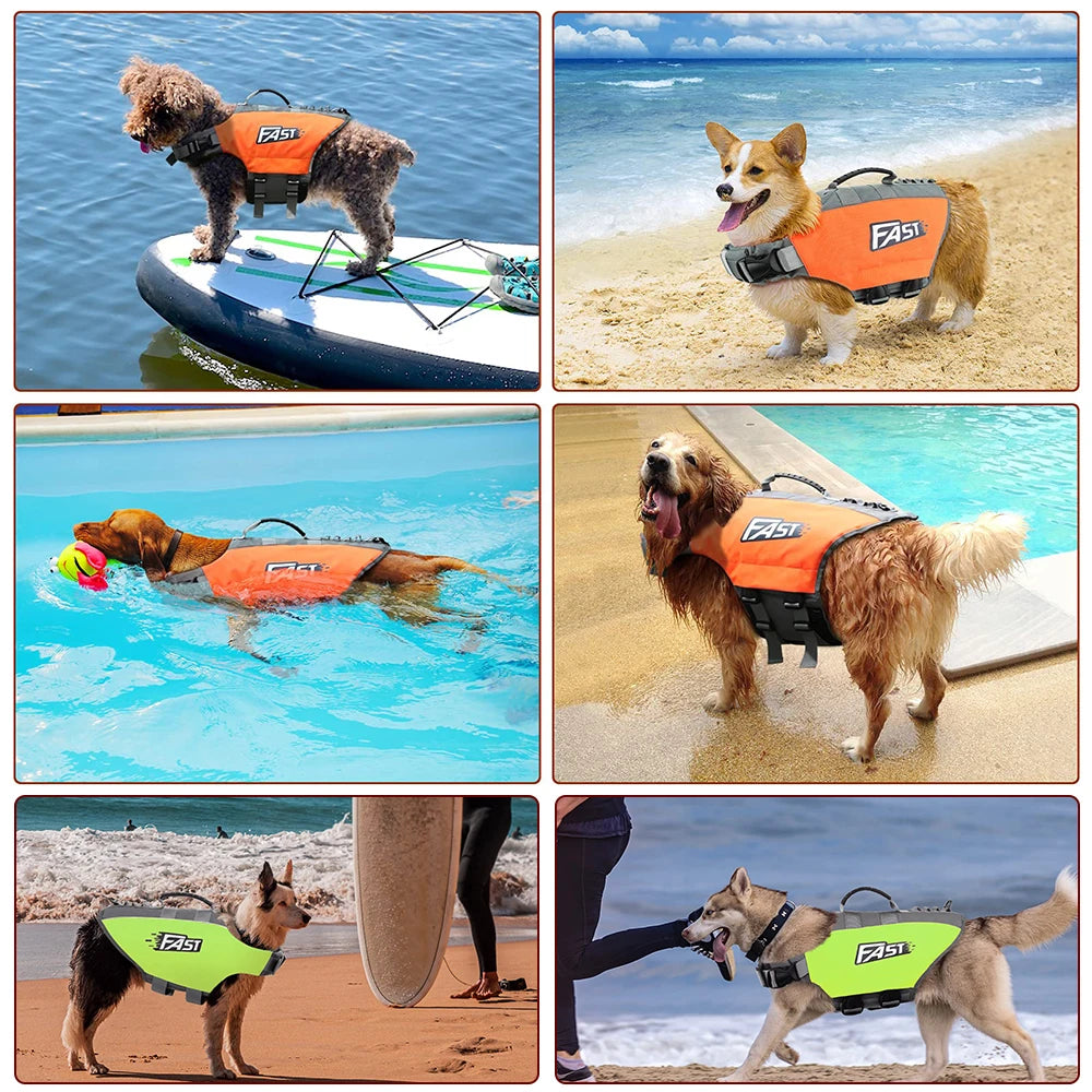 Pet Dog Life Jacket Vest Clothes Life Vest Collar Harness Pet Swimming Summer Safety Clothes Swimwear Bulldog Corgi Cleanrance