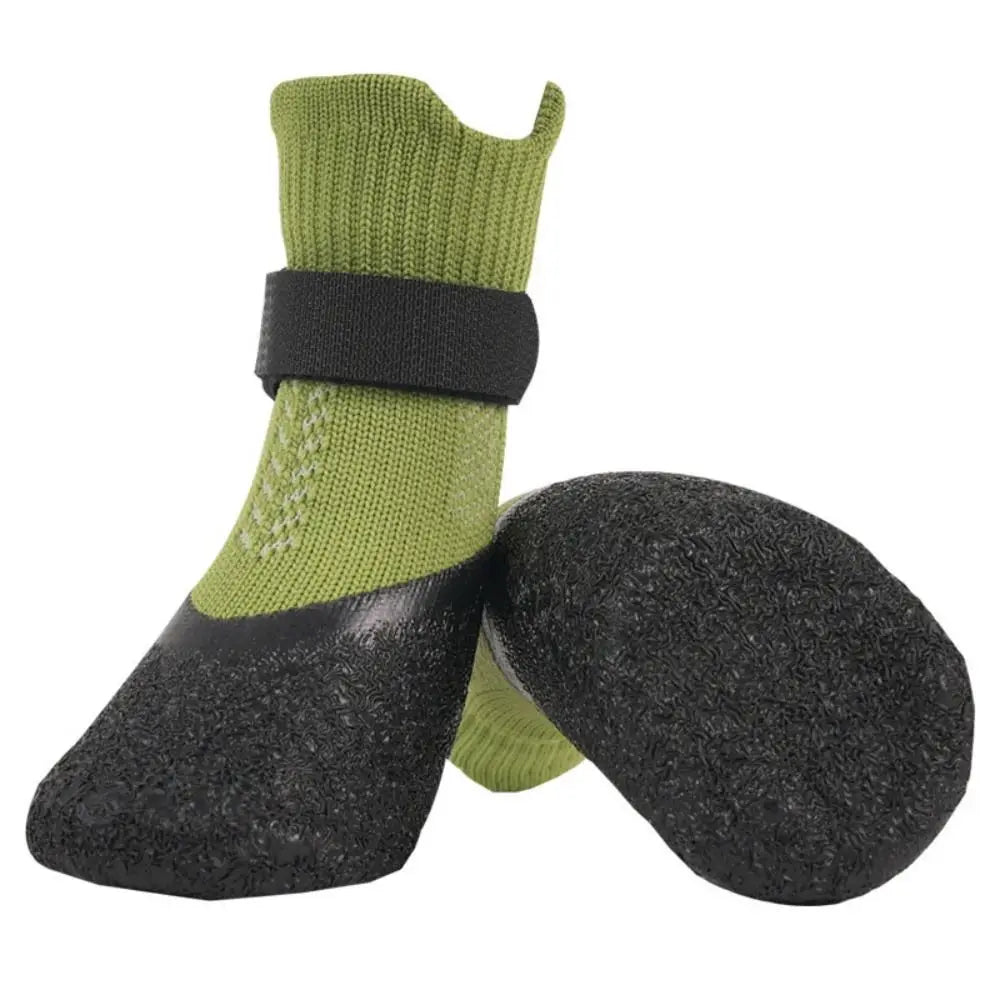 4pcs Casual Waterproof Pet Socks Shoes Anti-dirty Non-slip Dog Shoes Breathable Dog Paw Protector Winter