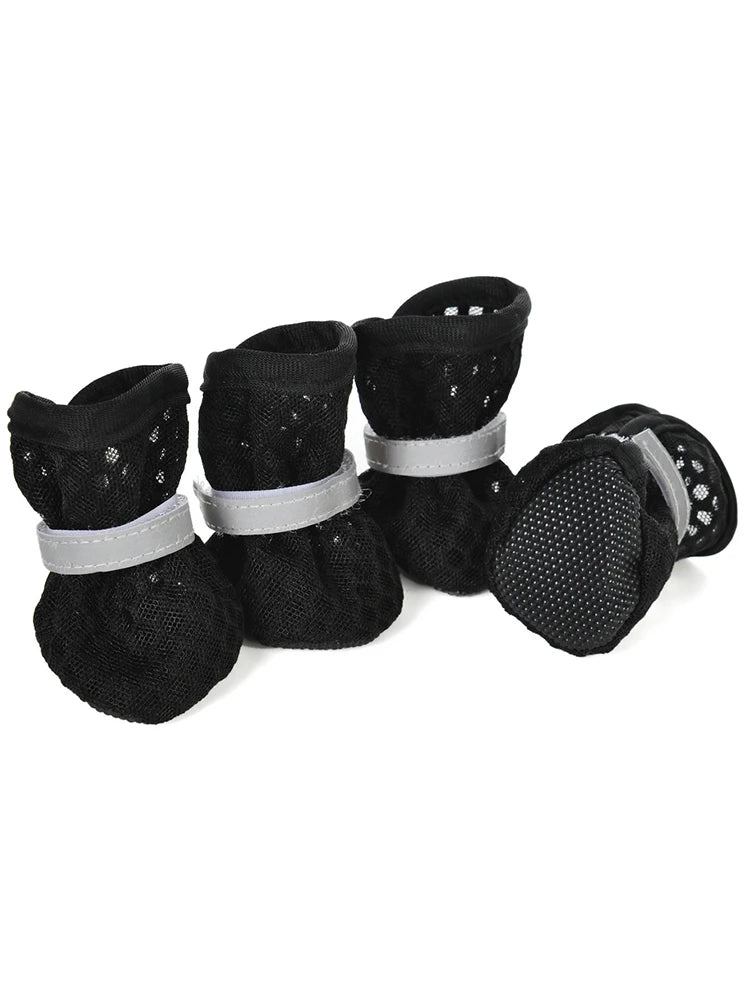 4PC/Set Summer Dog Shoes Non-slip Breathable Wear-resistant Pet Dog Shoes Reflective Non-removable Puppy Protective Foot Covers