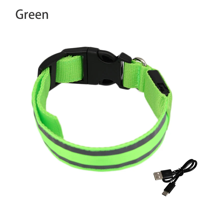 LED Dog Collar Usb Rechargeable Reflective Night Safety 3 Modes Luminous Collar Para Perro For Cat Small Medium Dogs Accessories