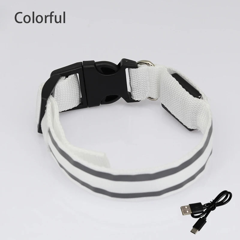 LED Dog Collar Usb Rechargeable Reflective Night Safety 3 Modes Luminous Collar Para Perro For Cat Small Medium Dogs Accessories
