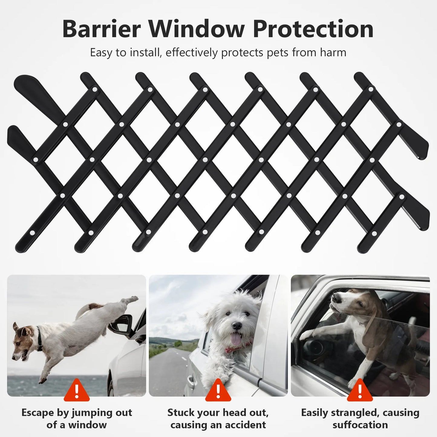 Pet Safety Fence Durable PP Material Retractable Car Window Barrier Travel Pet Dog Gate Dog Fence