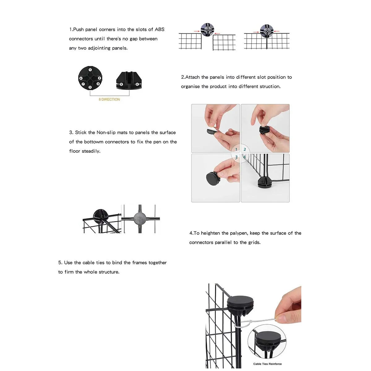Pet Fence Is Portable for Outdoor Use, Easy to Assemble, Detachable and Storable, Indoor Dog Escape-Proof Fence, Suitable for Small Dogs, Cats, Rabbits, Mice, Guinea Pigs, DIY Cage