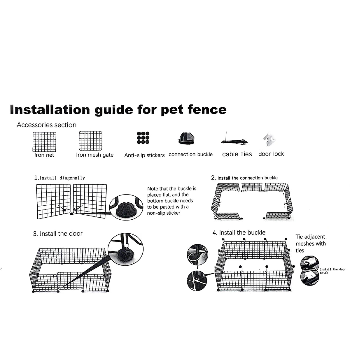 Pet Fence Is Portable for Outdoor Use, Easy to Assemble, Detachable and Storable, Indoor Dog Escape-Proof Fence, Suitable for Small Dogs, Cats, Rabbits, Mice, Guinea Pigs, DIY Cage