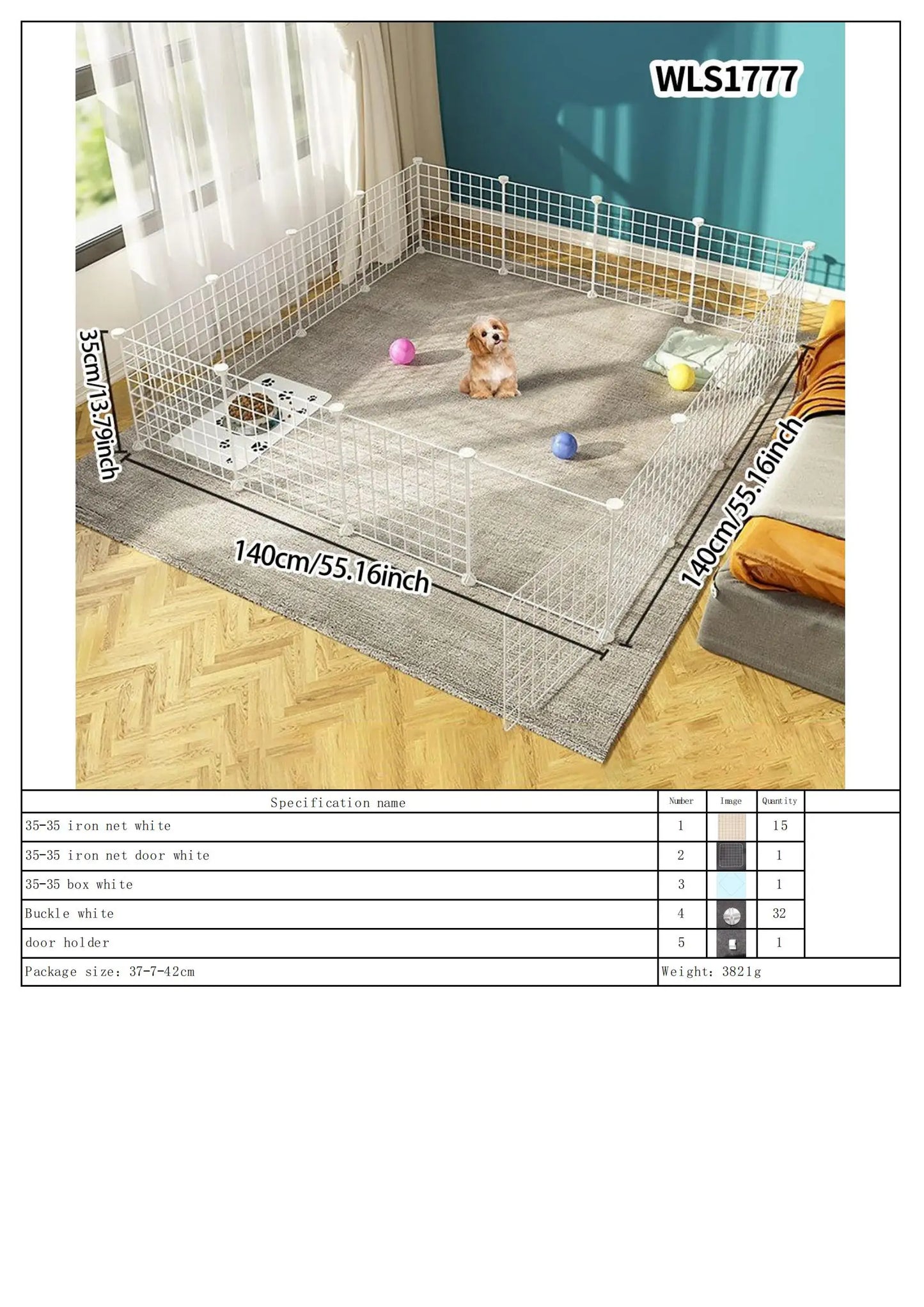 Pet Fence Is Portable for Outdoor Use, Easy to Assemble, Detachable and Storable, Indoor Dog Escape-Proof Fence, Suitable for Small Dogs, Cats, Rabbits, Mice, Guinea Pigs, DIY Cage