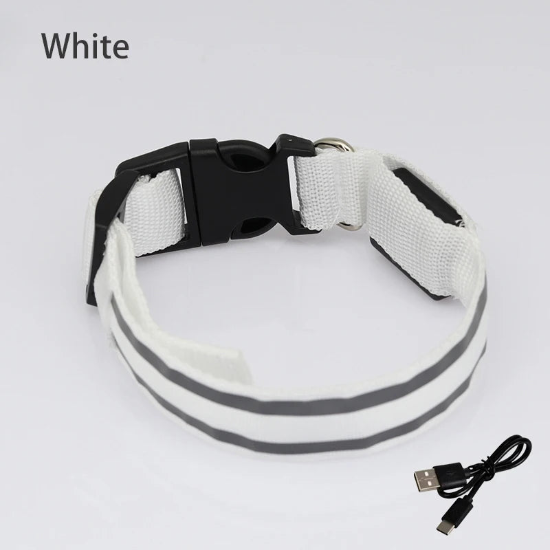 LED Dog Collar Usb Rechargeable Reflective Night Safety 3 Modes Luminous Collar Para Perro For Cat Small Medium Dogs Accessories