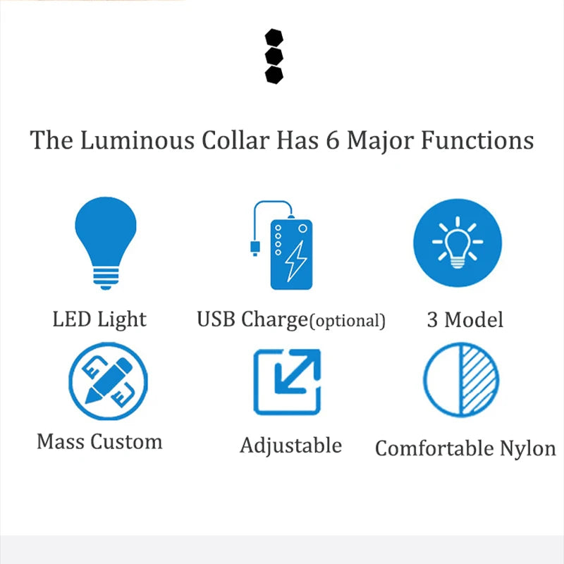 LED Dog Collar Usb Rechargeable Reflective Night Safety 3 Modes Luminous Collar Para Perro For Cat Small Medium Dogs Accessories