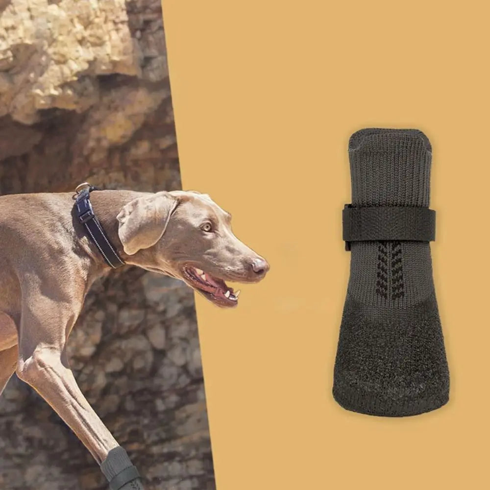 4pcs Casual Waterproof Pet Socks Shoes Anti-dirty Non-slip Dog Shoes Breathable Dog Paw Protector Winter