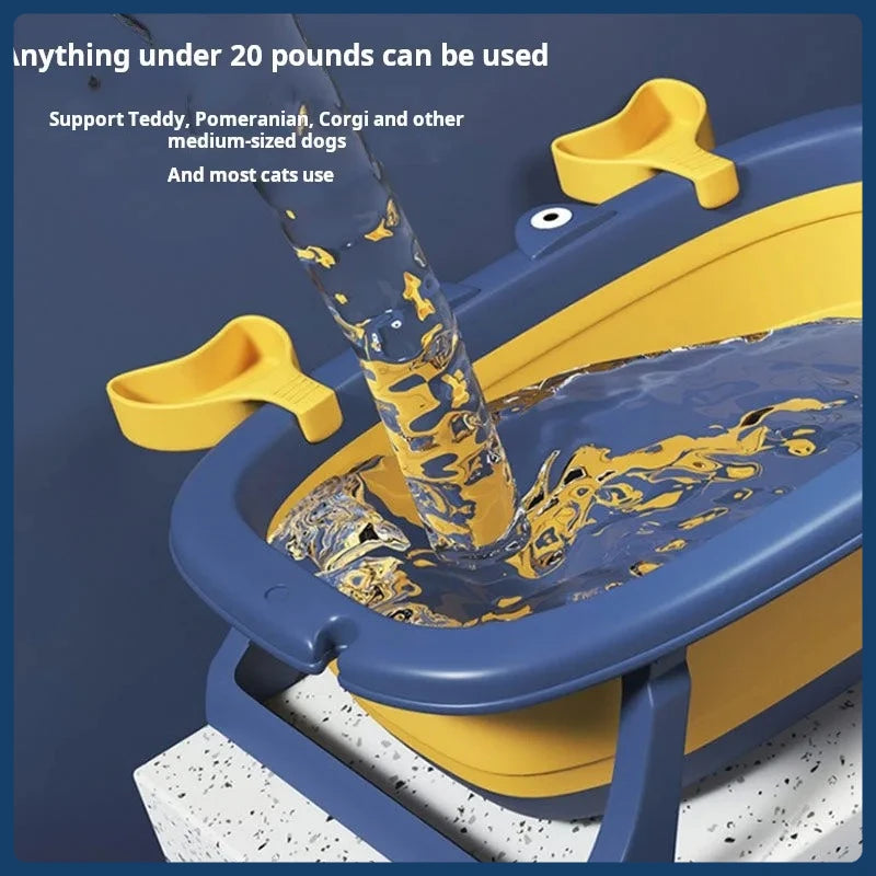 Foldable Pet Bath Tub for Cats Dogs Non Slip Portable Wash Basin Grooming Shower Tub with Anti Escape Design