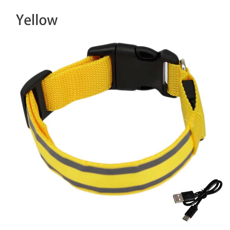 LED Dog Collar Usb Rechargeable Reflective Night Safety 3 Modes Luminous Collar Para Perro For Cat Small Medium Dogs Accessories