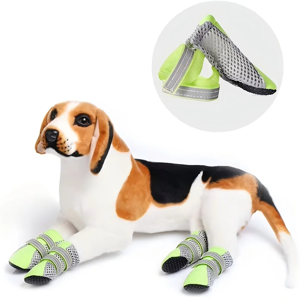 Breathable Pet Dog Outdoor Walking Shoes Net Soft Summer Pet Shoes Night Safe Reflective Boots For Large Small Dogs