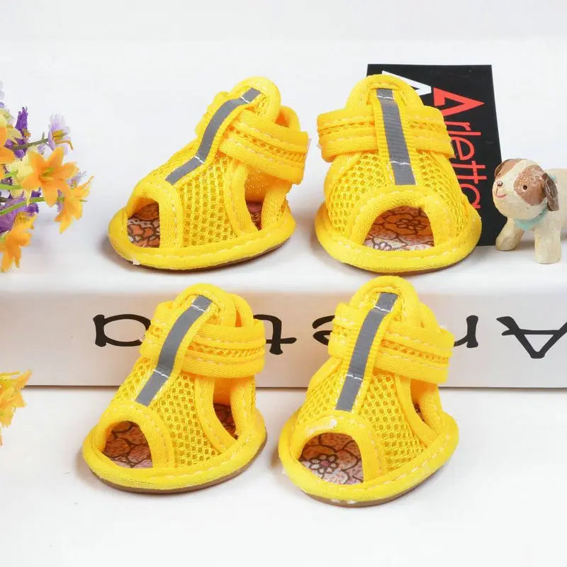 4Pcs/Set Pet Sandals Summer Dog Walking Supplies Mesh Breathable Shoes for Small Dogs Pomeranian Schnauzer Puppy buty dla psa
