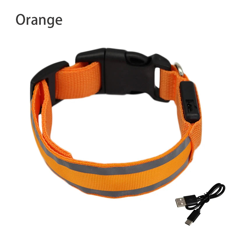 LED Dog Collar Usb Rechargeable Reflective Night Safety 3 Modes Luminous Collar Para Perro For Cat Small Medium Dogs Accessories
