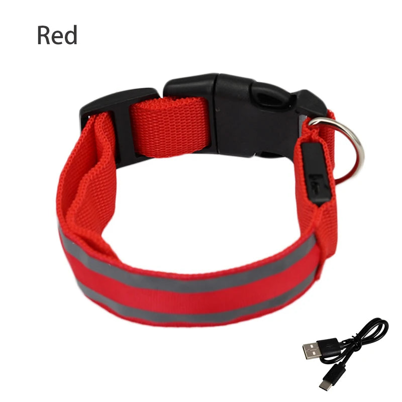 LED Dog Collar Usb Rechargeable Reflective Night Safety 3 Modes Luminous Collar Para Perro For Cat Small Medium Dogs Accessories