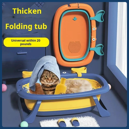 Foldable Pet Bath Tub for Cats Dogs Non Slip Portable Wash Basin Grooming Shower Tub with Anti Escape Design