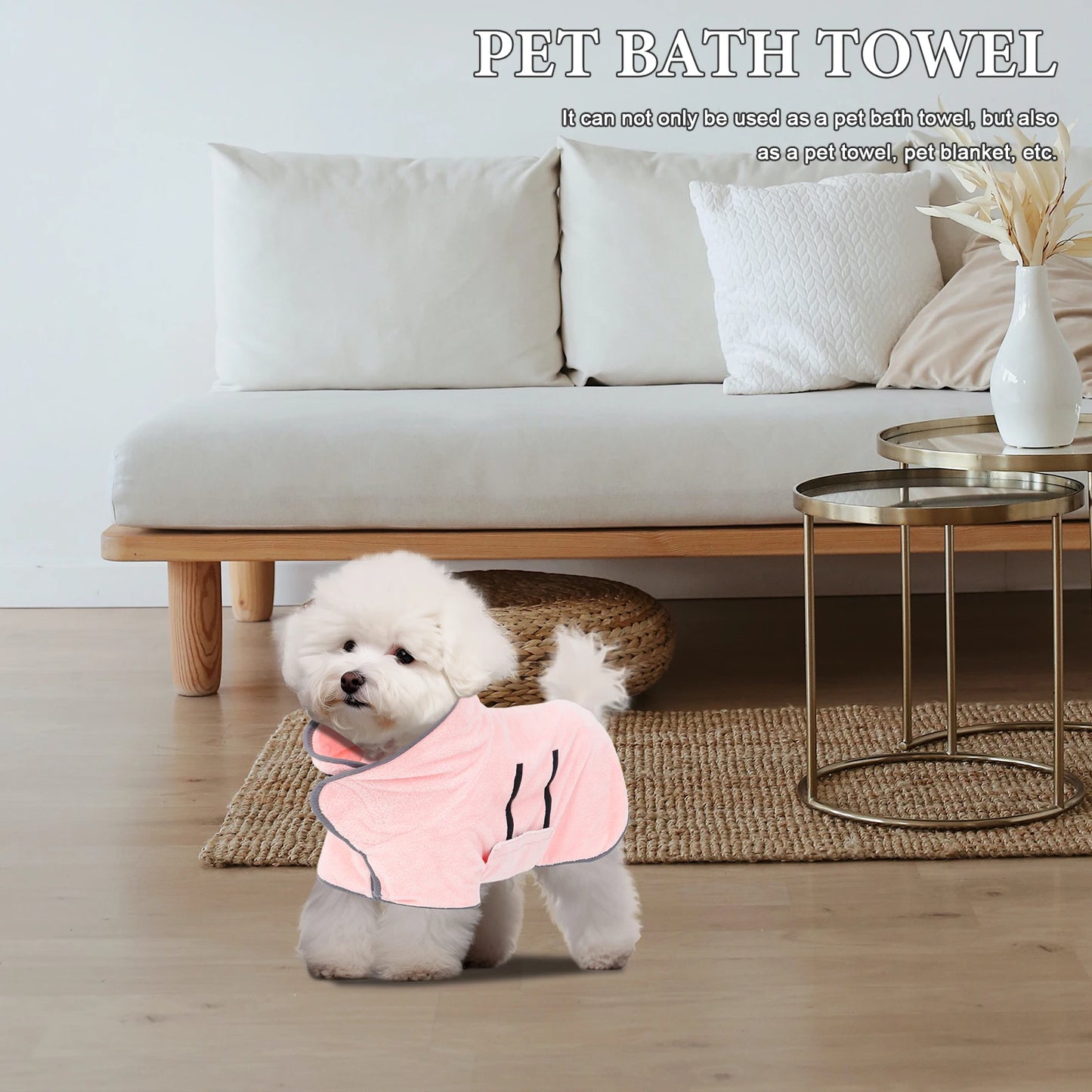 Pet Bath Towels Dog Grooming Drying Absorbent Bathrobe Blanket Baths Pink for Dogs Cloth