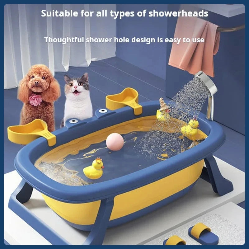 Foldable Pet Bath Tub for Cats Dogs Non Slip Portable Wash Basin Grooming Shower Tub with Anti Escape Design